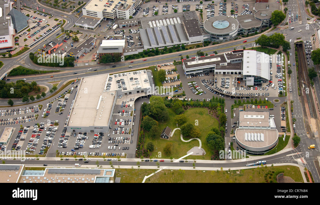 Aerial view, world headquarters of the ThyssenKrupp company, Essen, Ruhr Area, North Rhine-Westphalia, Germany, Europe Stock Photo