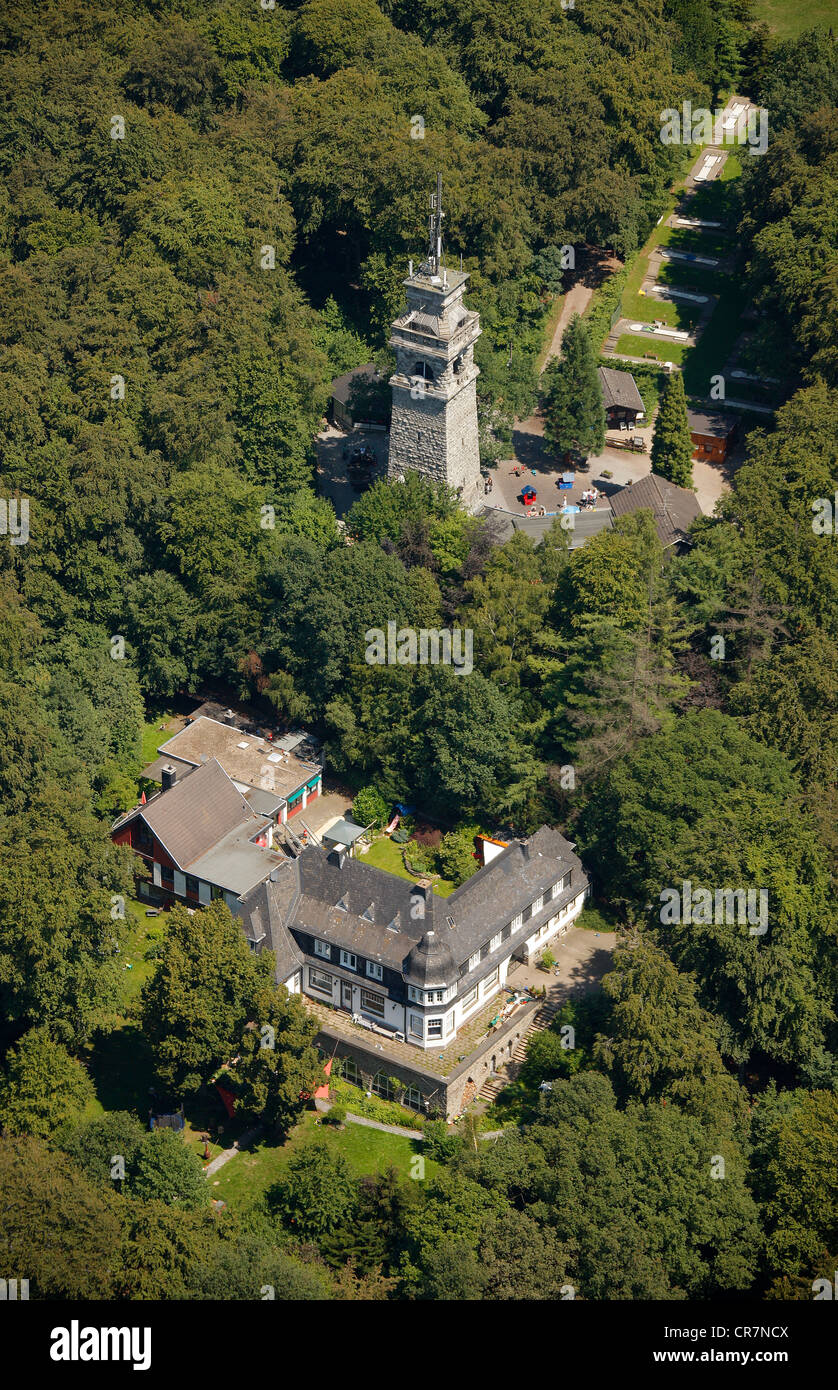 Aerial view, Langenberg Castle, Velbert, Ruhr Area, North Rhine