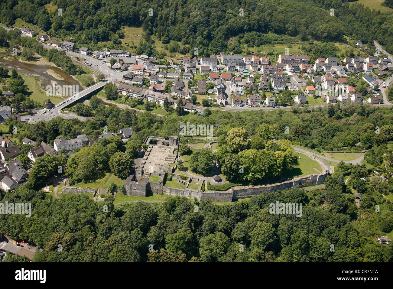 Aerial view, Arnsberger Burg, Arnsberg Castle, historic vineyard, Arnsberg, Sauerland, North Rhine-Westphalia, Germany, Europe Stock Photo