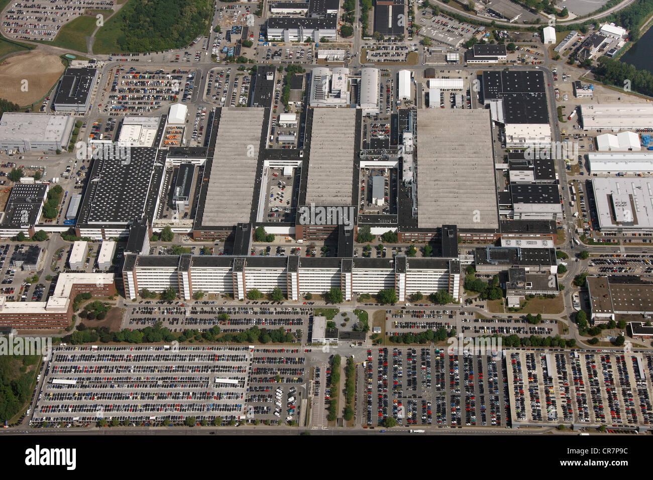 Aerial view, Volkswagen plant, VW factory, Autostadt visitor attraction