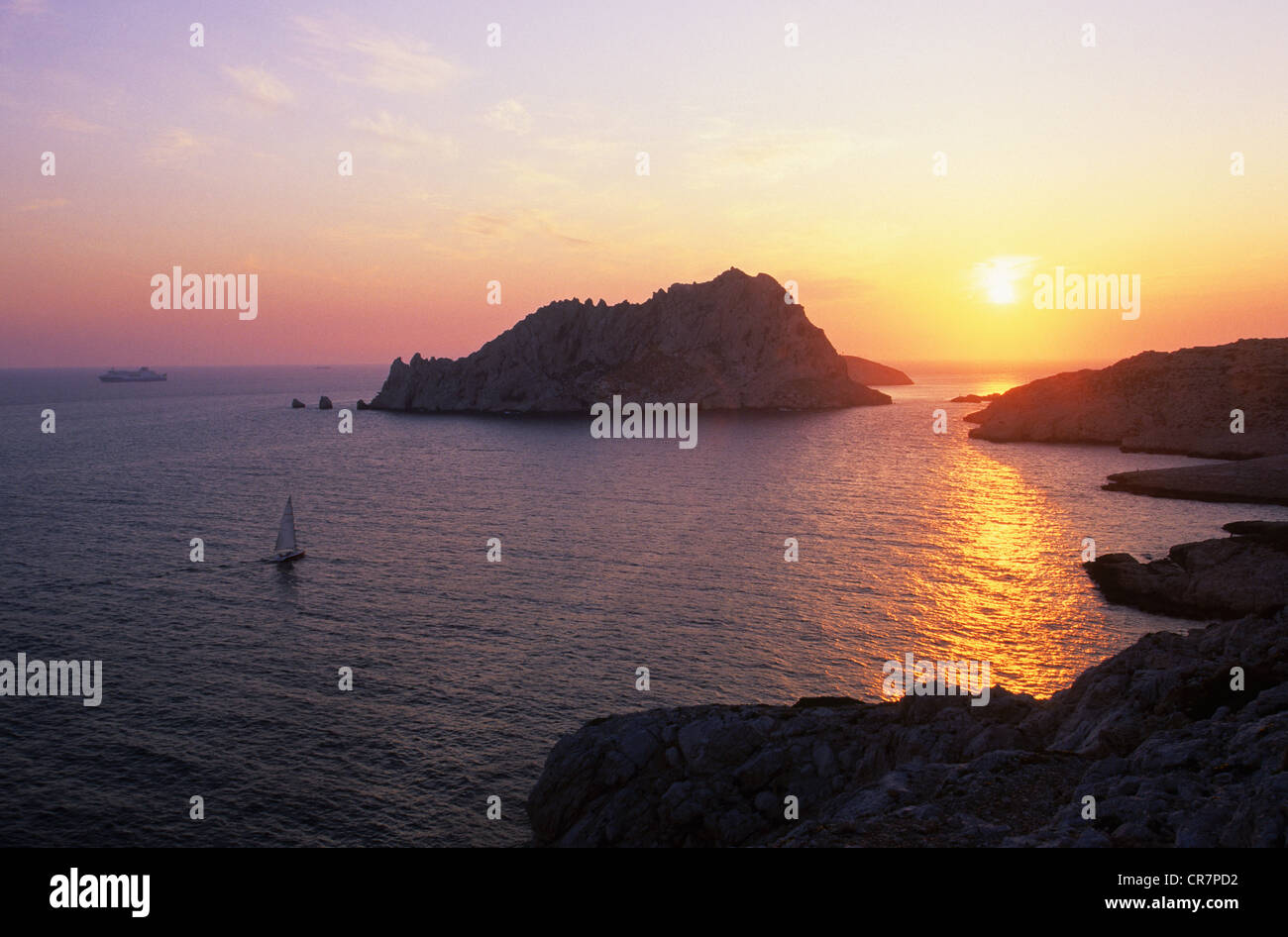 France, Bouches du Rhone, Marseille, european capital of culture 2013, Goudes district, Cap Croisette, Maire island in the Stock Photo