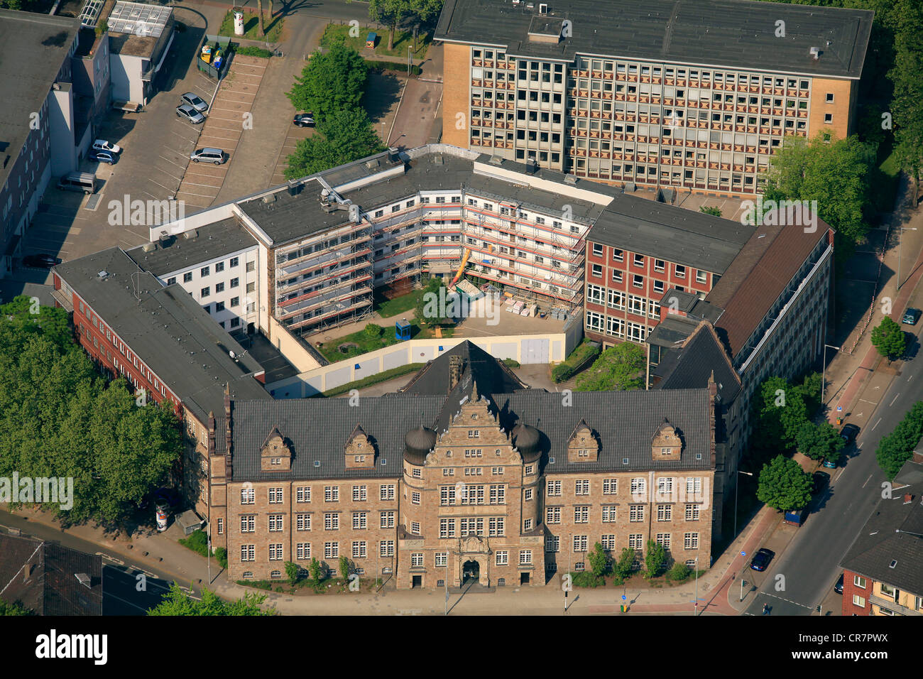 Aerial view, prison, forensics, Oberhausen, Ruhr area, North Rhine-Westphalia, Germany, Europe Stock Photo