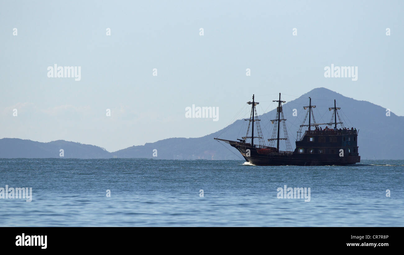 Round tour with the pirate's ship Stock Photo