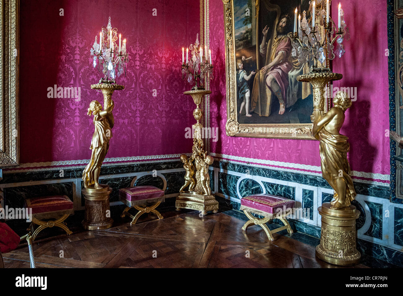 Ornate statue light fixtures inside The Palace of Versailles. Versailles, France Stock Photo Alamy