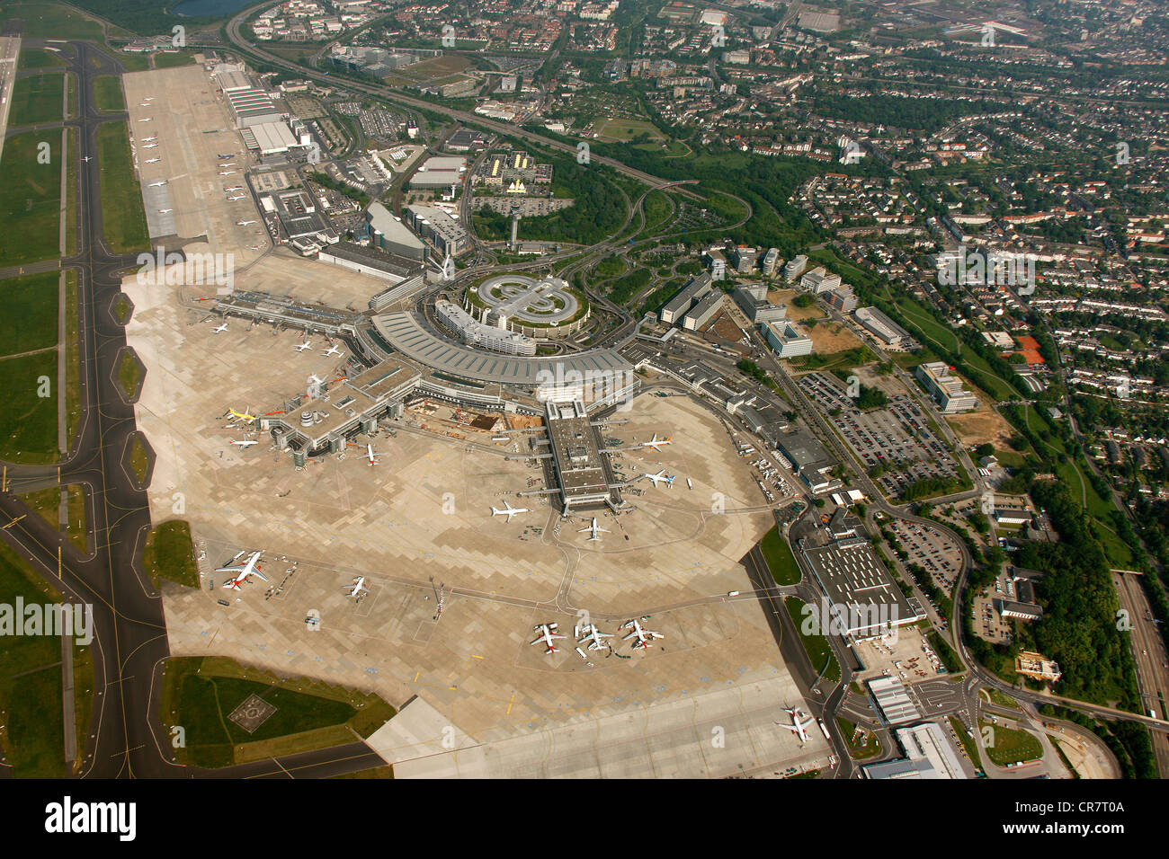 Duesseldorf Airport, aerial view, North Rhine-Westphalia, Germany ...