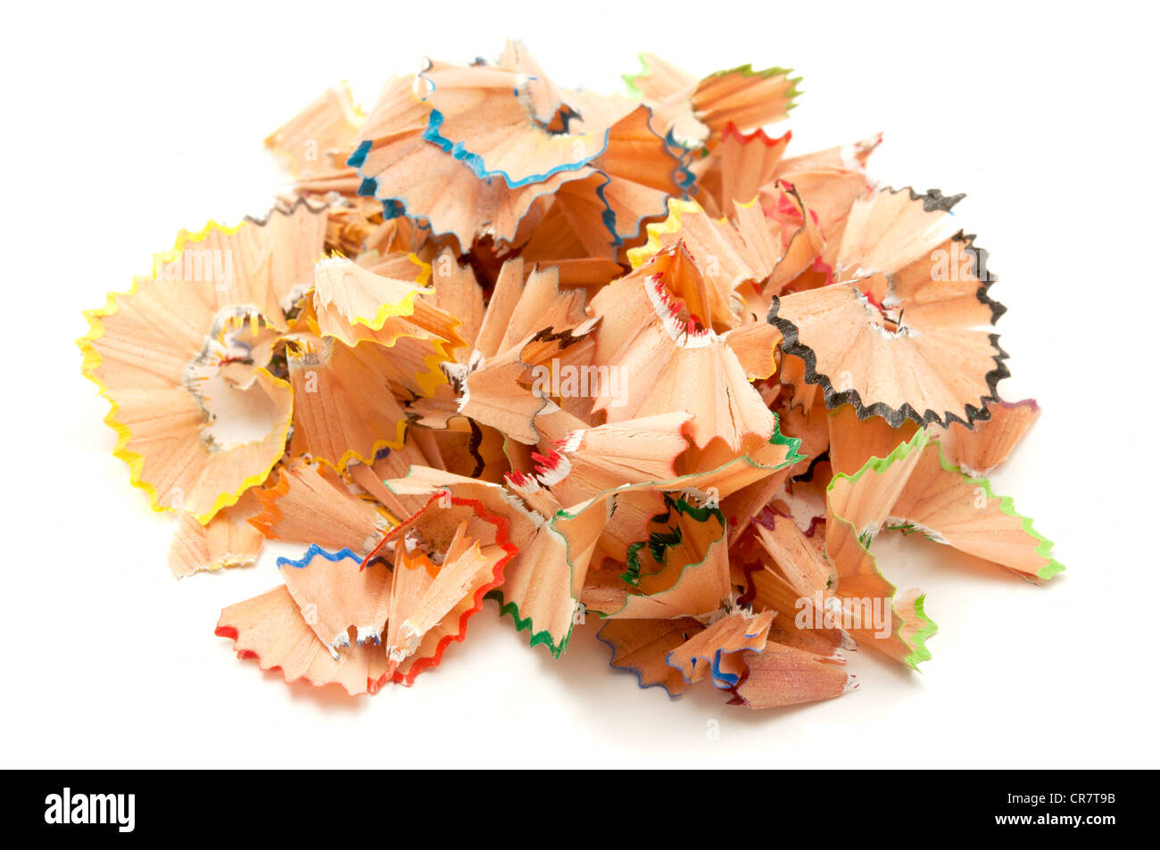 Pencil shavings on a white background Stock Photo Alamy