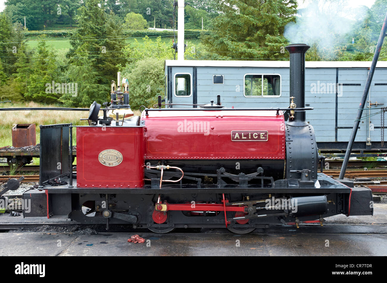 Bala Lake Railway running shed at Llanuwchllyn with Quarry Hunslet