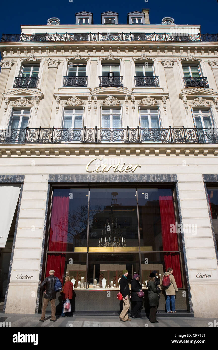 Cartier paris avenue des champs elysees hi-res stock photography