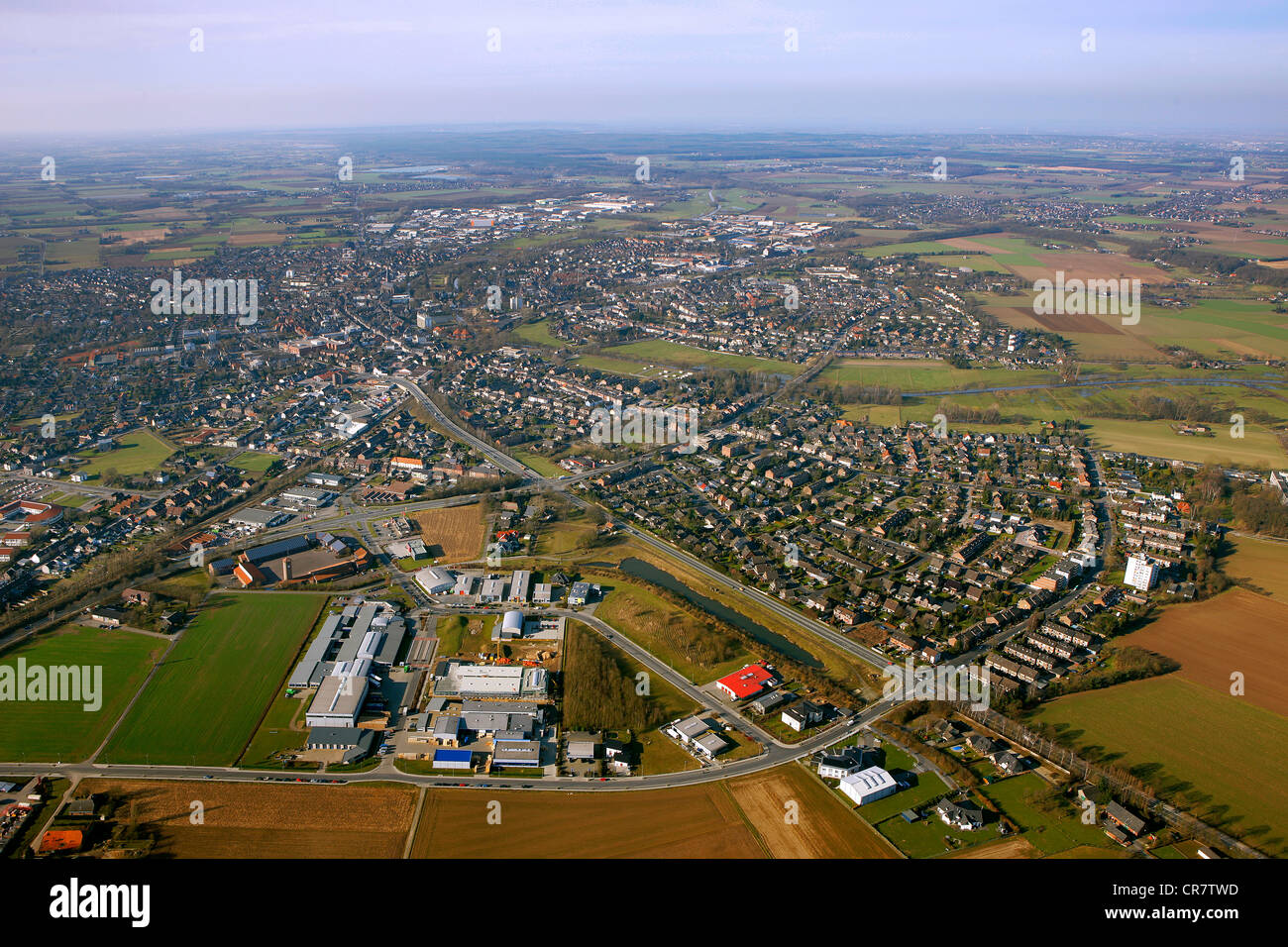Aerial view, Goch, Lower Rhine region, North Rhine-Westphalia, Germany, Europe Stock Photo