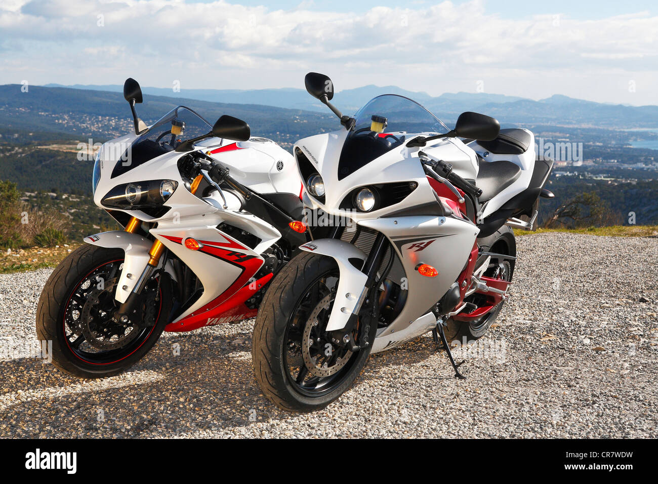 Two motorcycles, Yamaha R1 Stock Photo