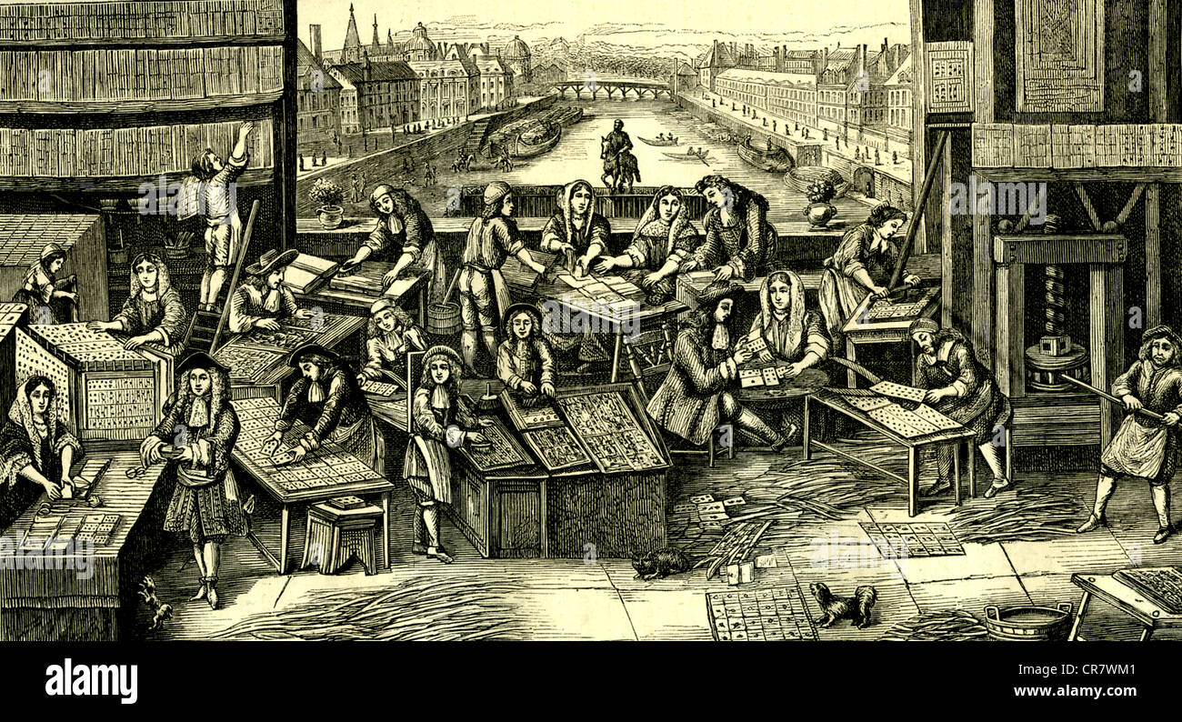 Playing Cards Factory France Historical Illustration 1880 Stock 