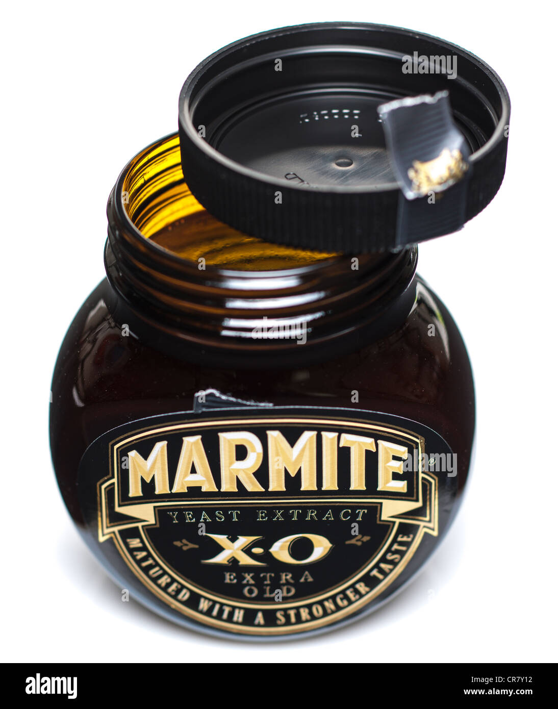 Jar of Marmite X.O extra old matured yeast extract Stock Photo