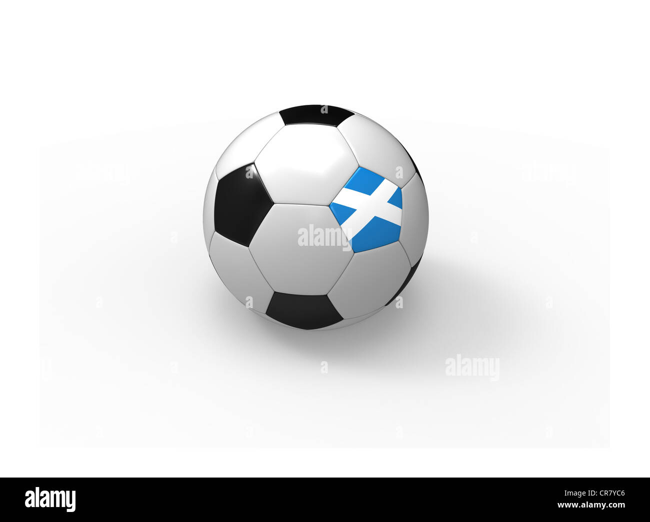 Soccer ball, 3d rendering with Scotland flag, isolated on white background, light shadow Stock Photo