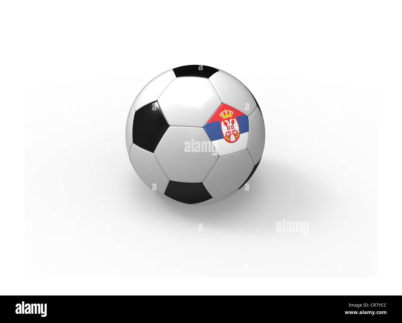 Soccer ball, 3d rendering with Serbia flag, isolated on white background, light shadow Stock Photo
