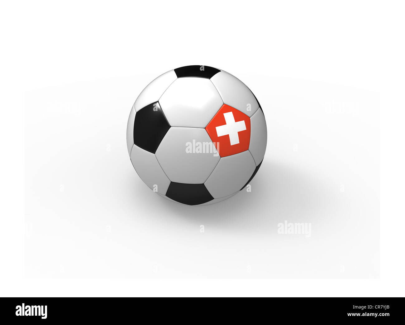 Soccer ball, 3d rendering with Switzerland flag, isolated on white background, light shadow Stock Photo
