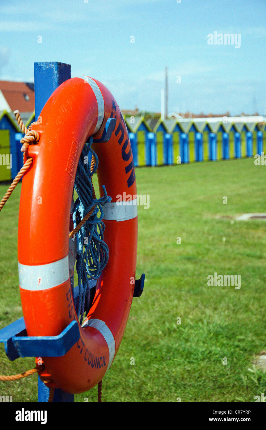 Lifebuoy and shed on Bognor Regis, west sussex Stock Photo Alamy