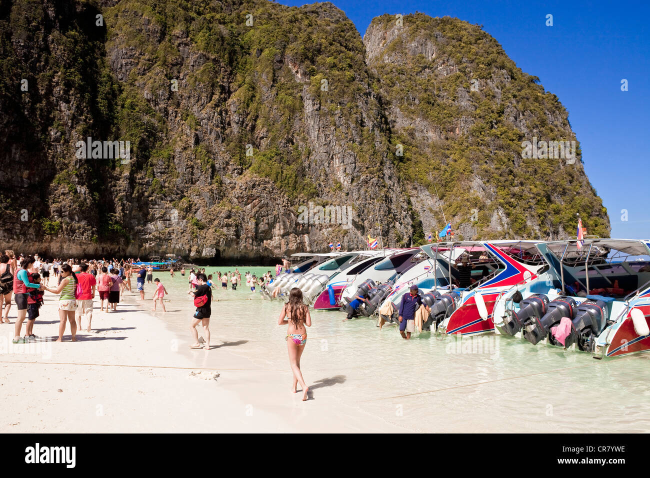 Thailand, Krabi Province, off the Ko Phi Phi Don Island, the Ko Phi Phi Leh Island, the Ao Maya Beach Stock Photo