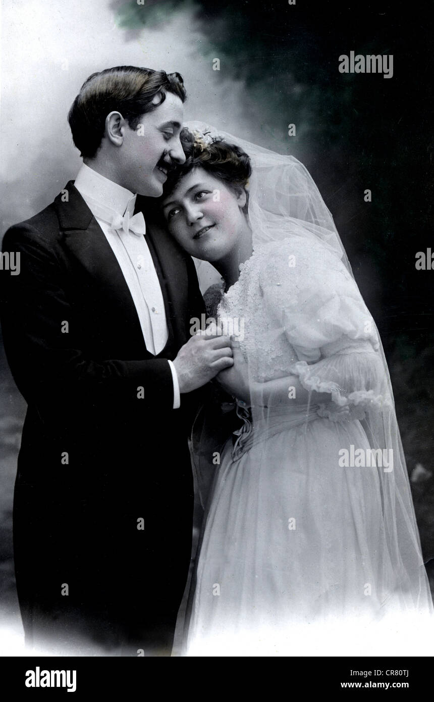 Wedding couple, historical photograph, 1906 Stock Photo