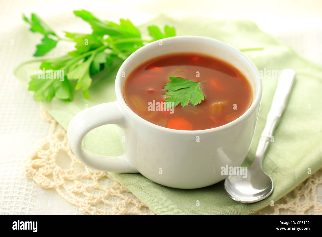 Tomato base (Minestrone) Soup Stock Photo