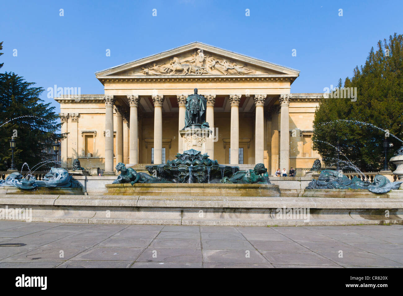 The Victoria Rooms, Vic Rooms, with a memorial statue of Edward VII ...