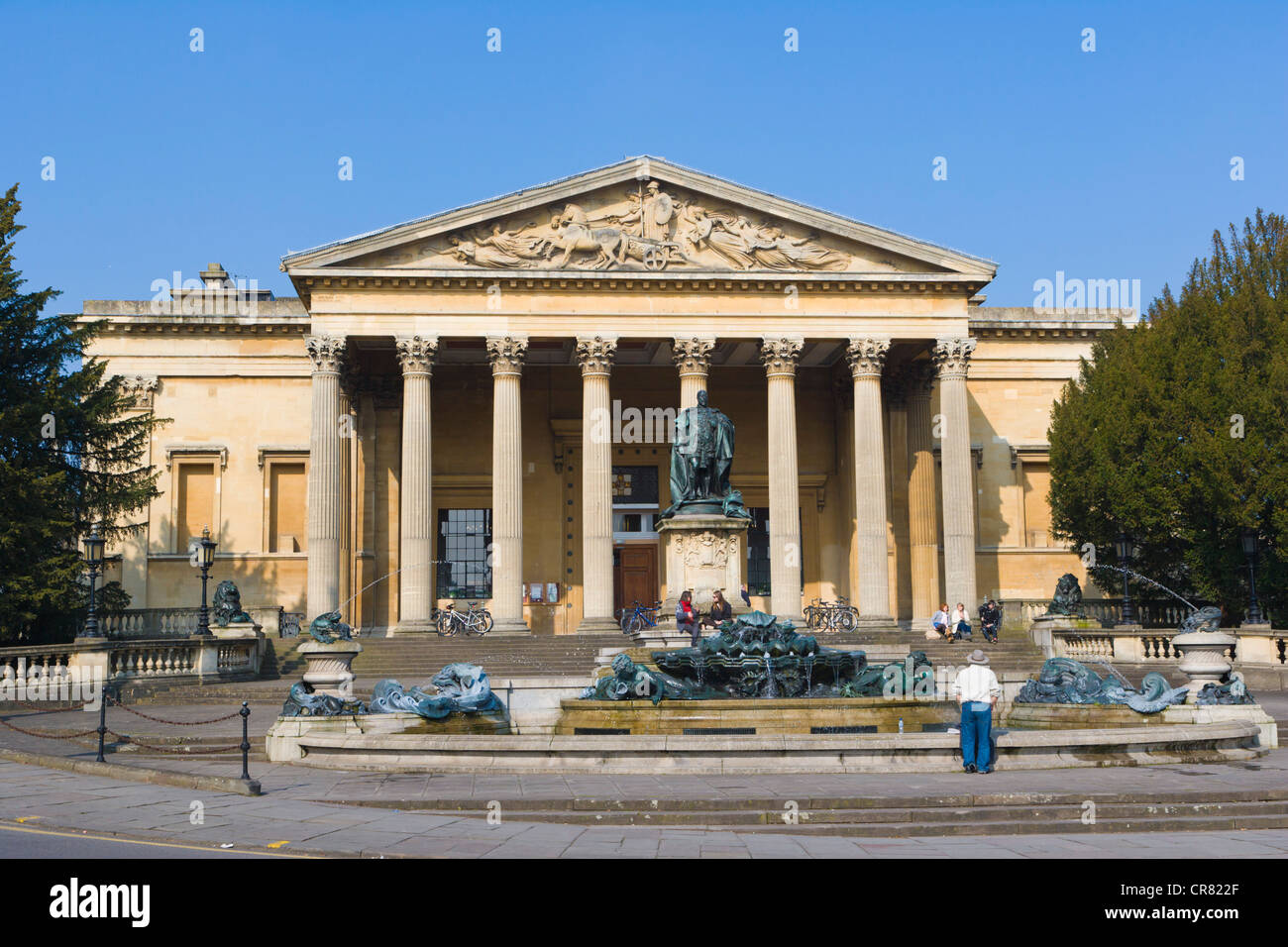 The Victoria Rooms, Vic Rooms, with a memorial statue of Edward VII, University of Bristol's Music Department, Queen's Road Stock Photo
