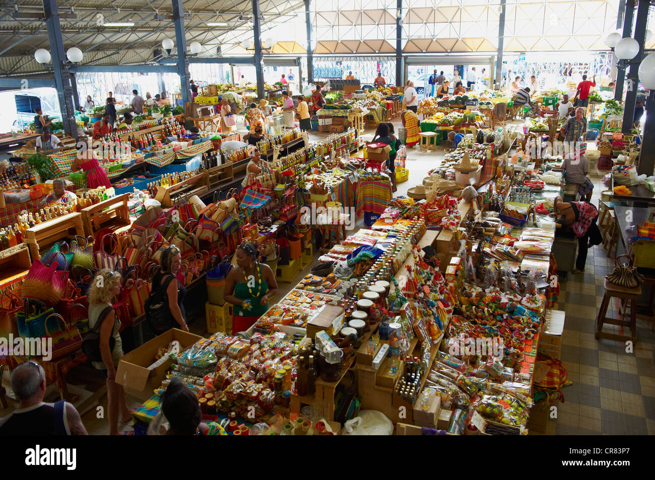 France, Martinique (French West Indies), Fort de France city, covered market of handicraft Stock Photo