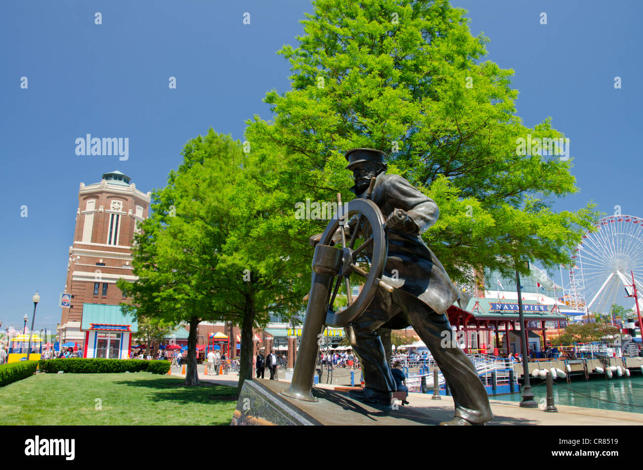 Illinois, Chicago. Navy Pier along the shores of Lake Michigan. Sailor