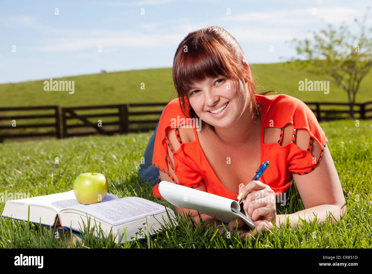 Studying outdoors Stock Photo