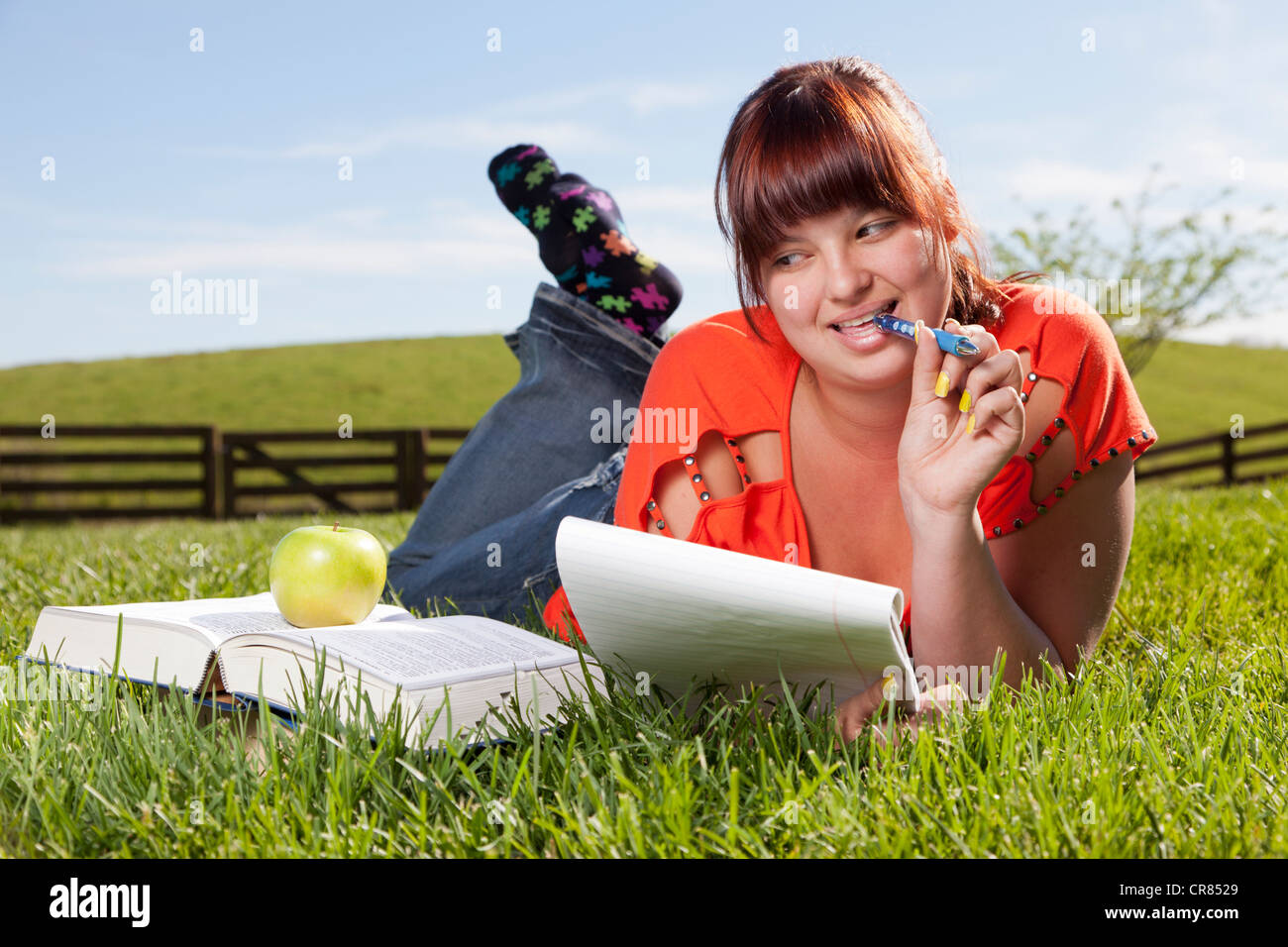 Studying outdoors Stock Photo