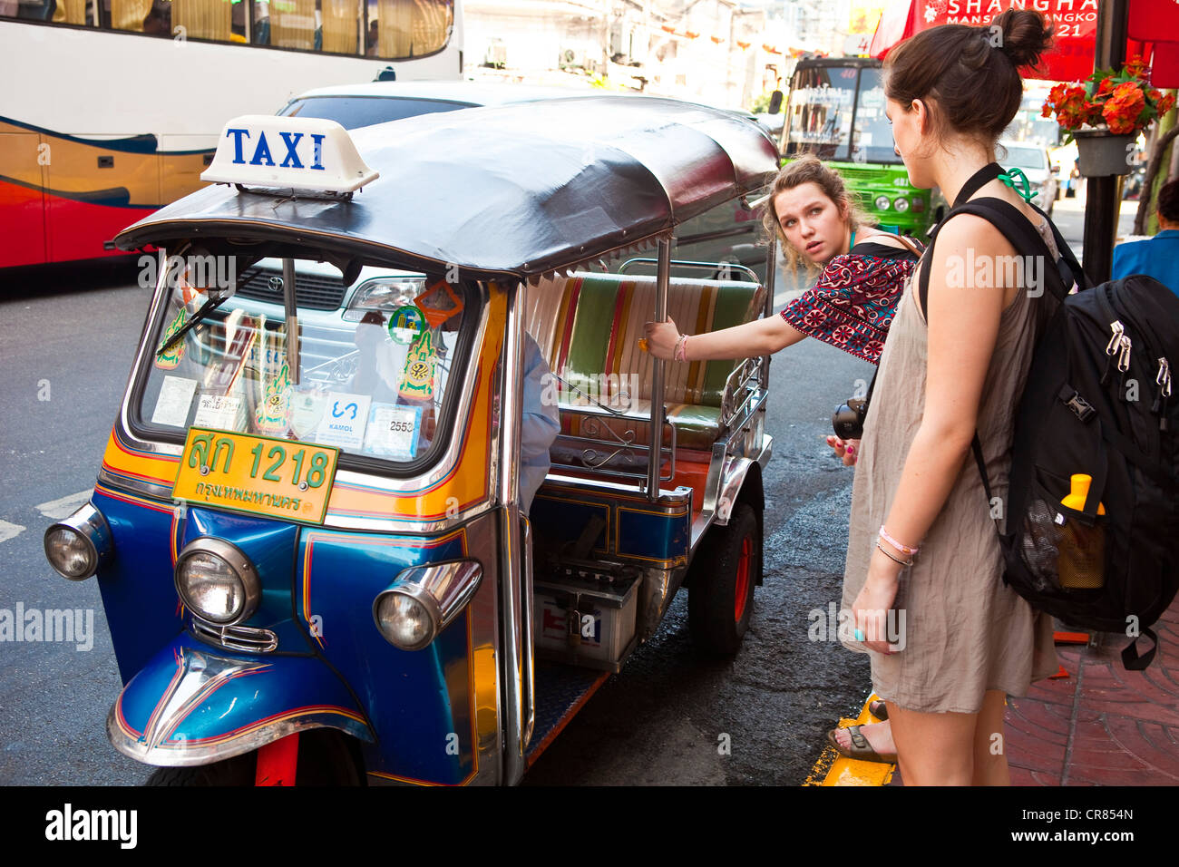 Thailand, Bangkok, tourists take a tuk tuk Stock Photo