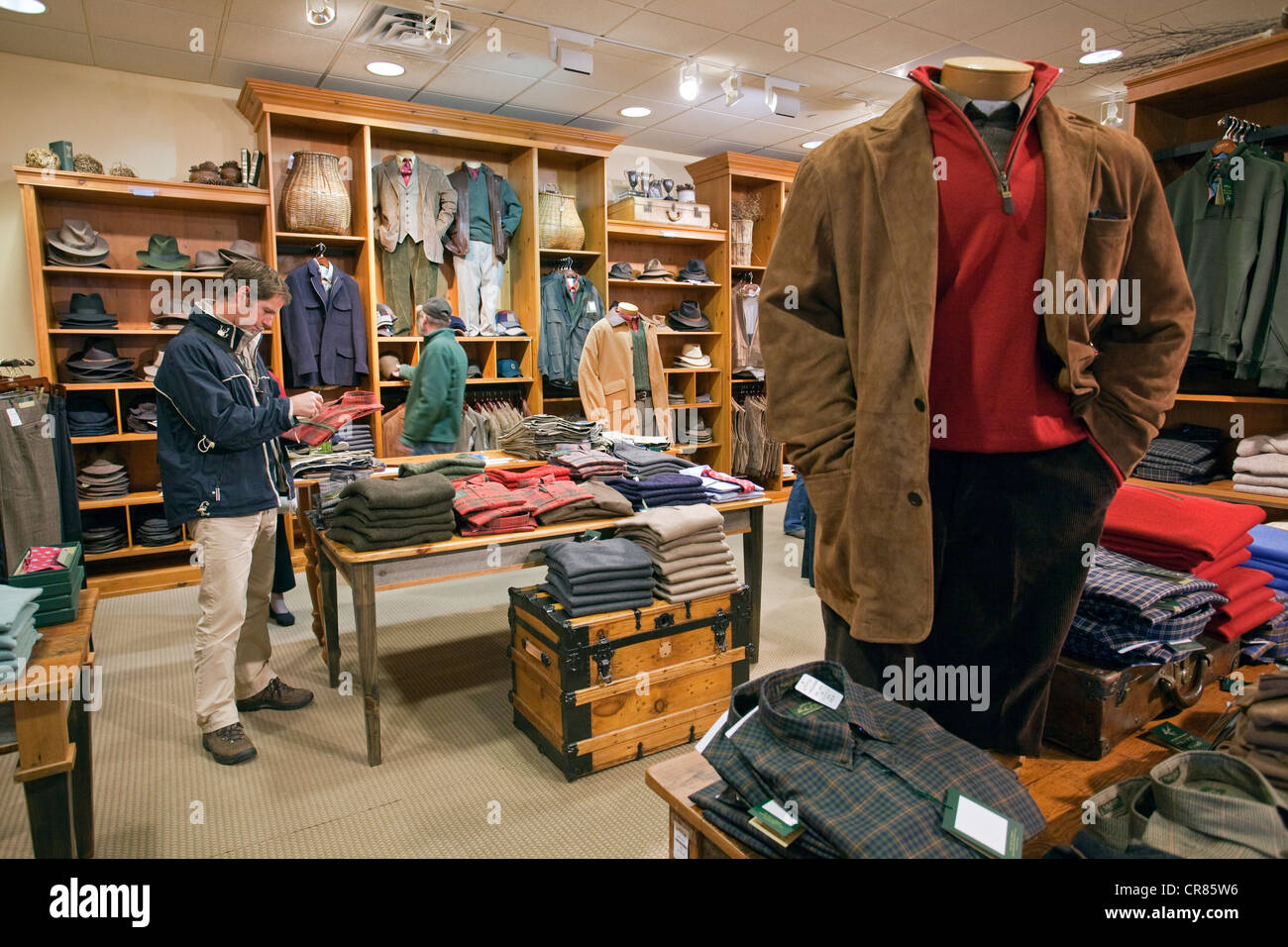 United States New England Vermont Manchester famous shop specialised in hunting fishing outdoor Orvis chic outdoor clothing Stock Photo