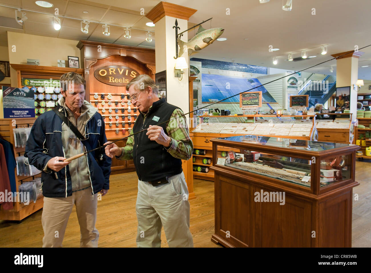 United States New England Vermont Manchester famous shop specialised in hunting fishing outdoor Orvis shopping for fly fishing Stock Photo