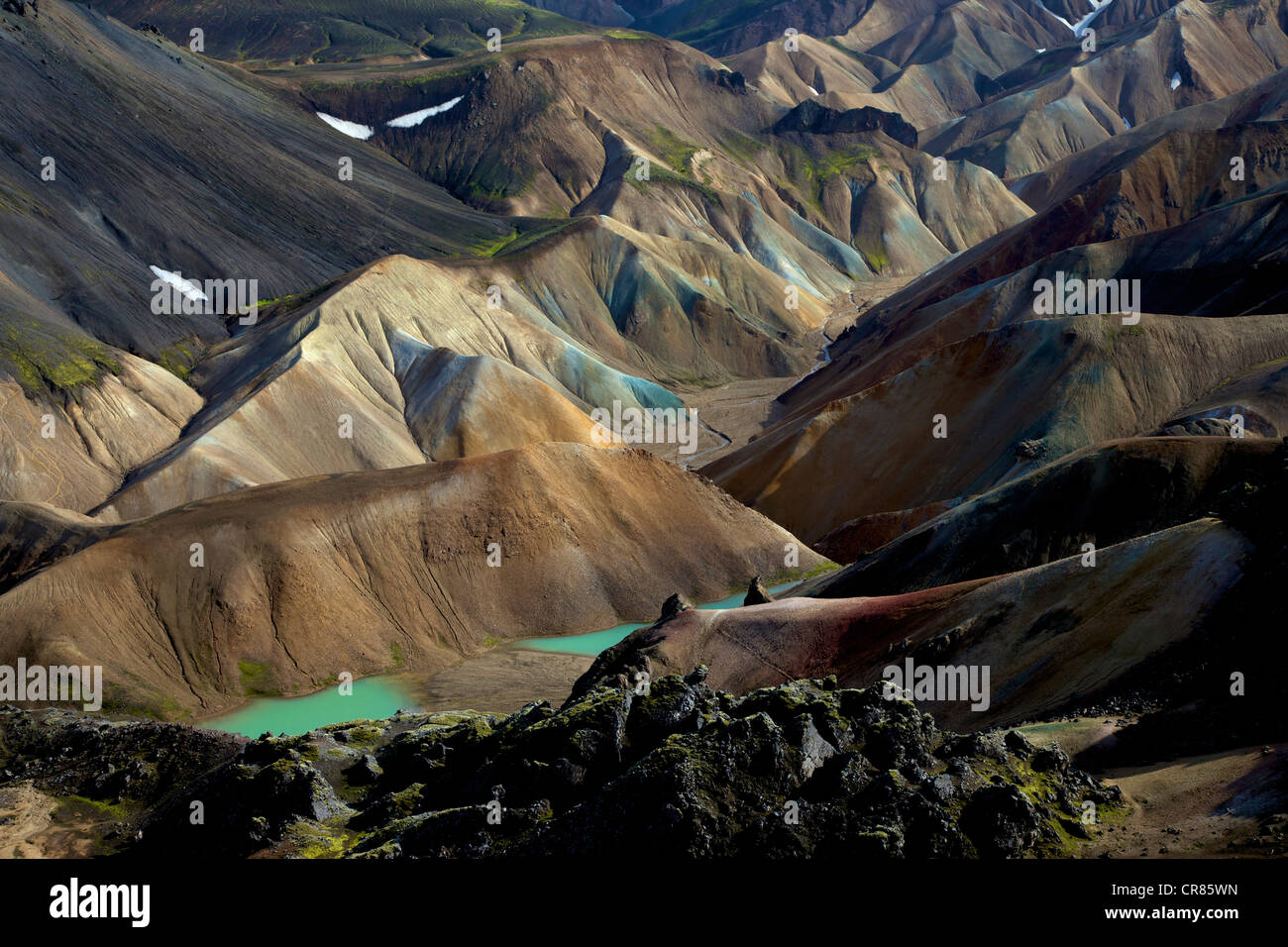 Colourful Rhyolite Mountains Of Landmannalaugar Iceland Europe Stock 