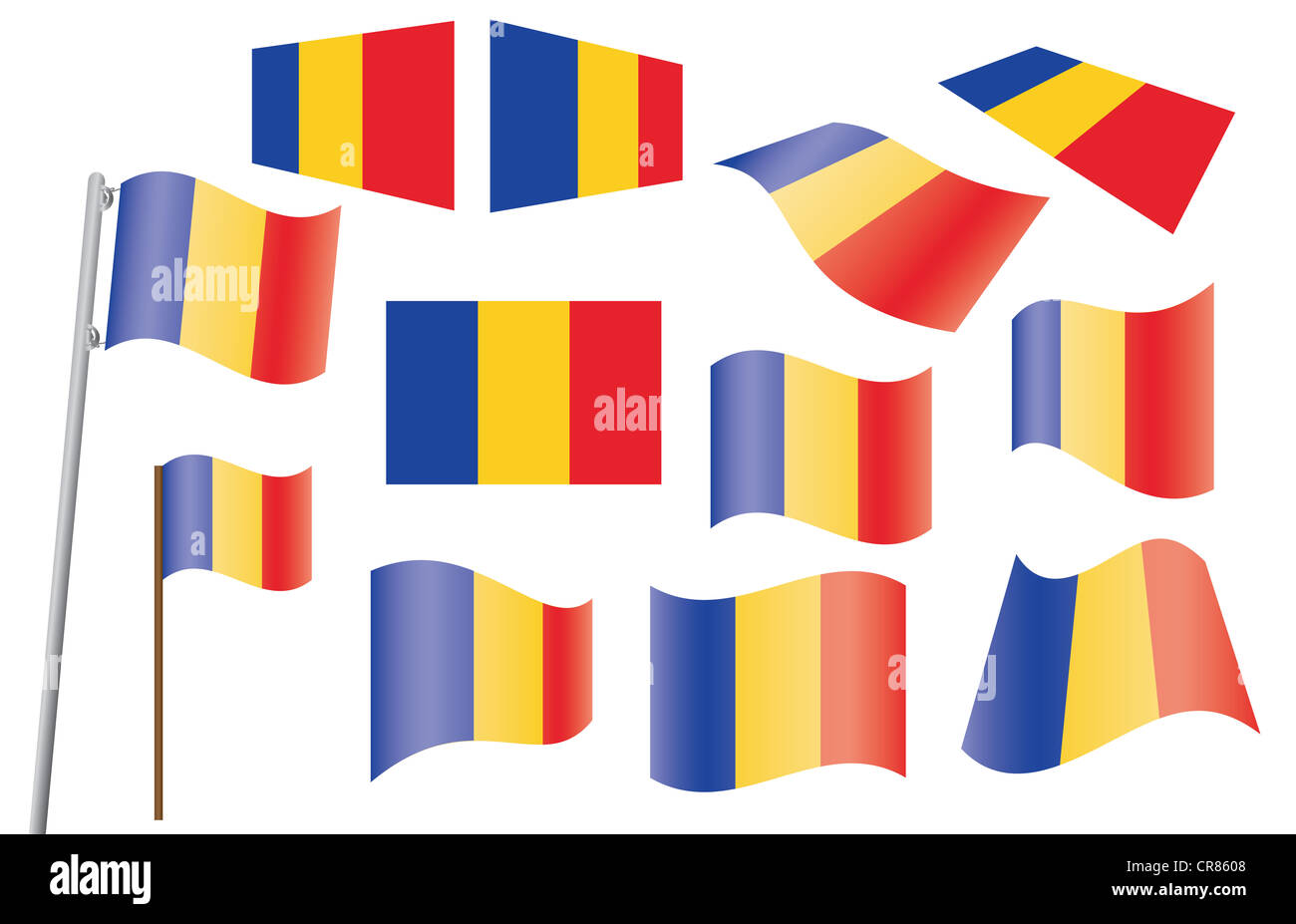 set of flags of Romania Stock Photo Alamy