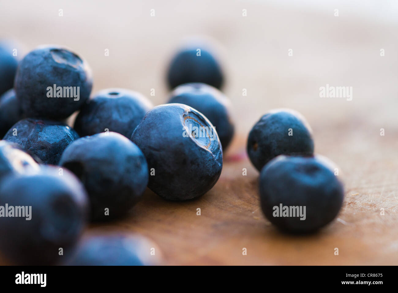 Blueberries on a wooden board Stock Photo