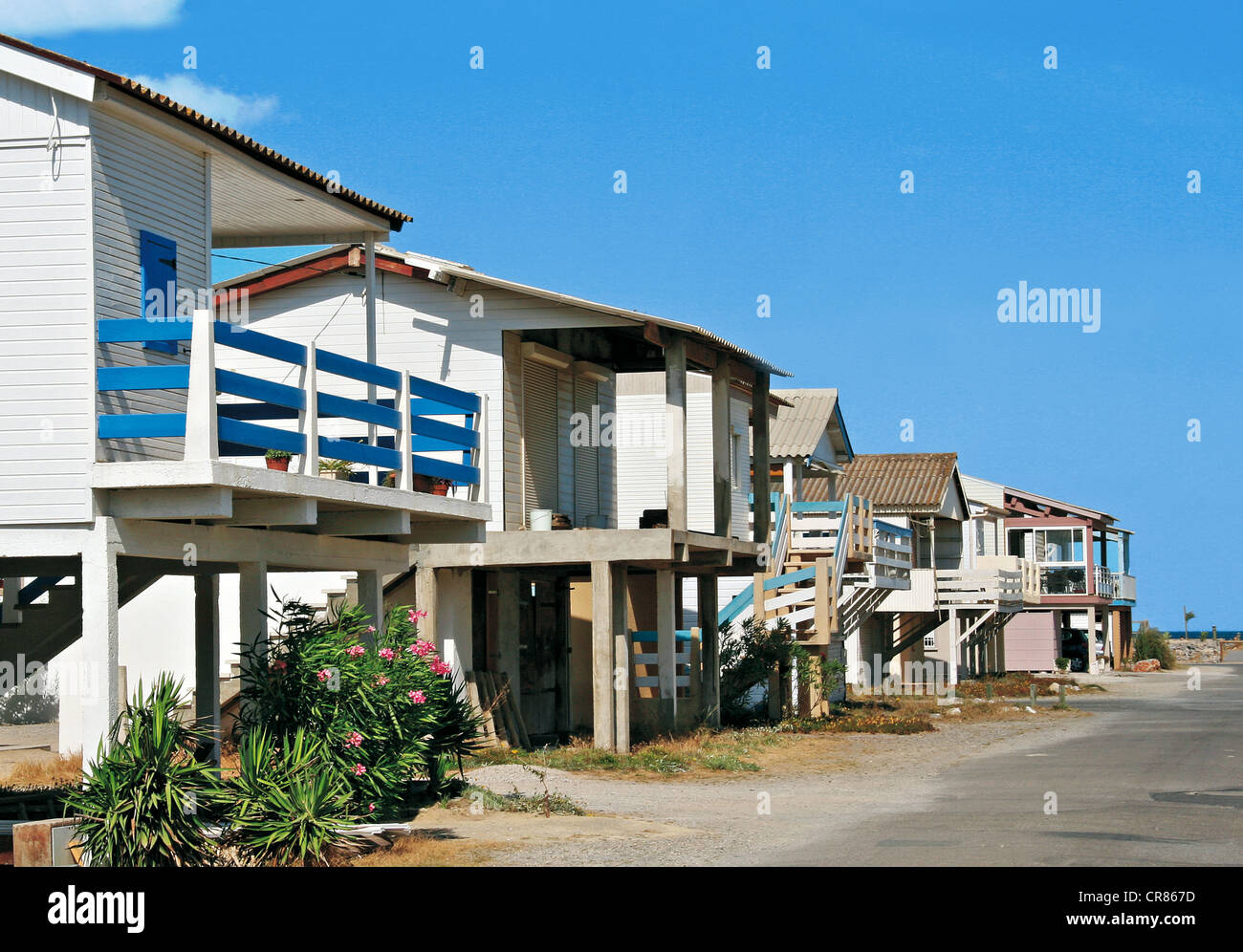 France, Aude, Gruissan Beach, houses on stilts Stock Photo Alamy