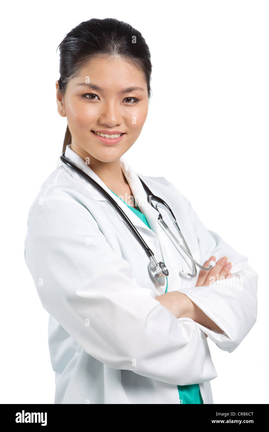 Portrait of a happy Female Doctor Stock Photo - Alamy