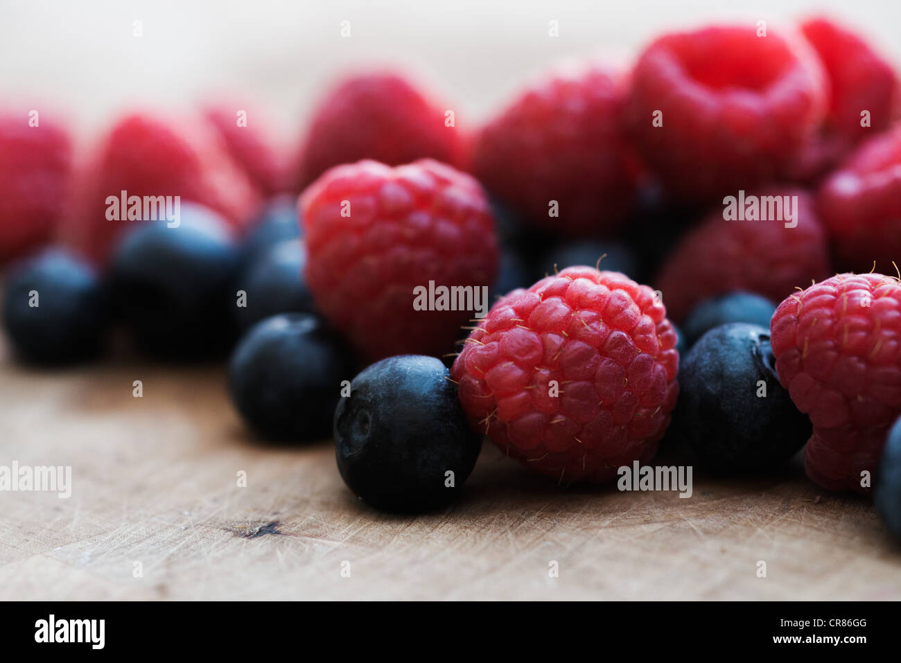 Blueberries and Raspberries Stock Photo