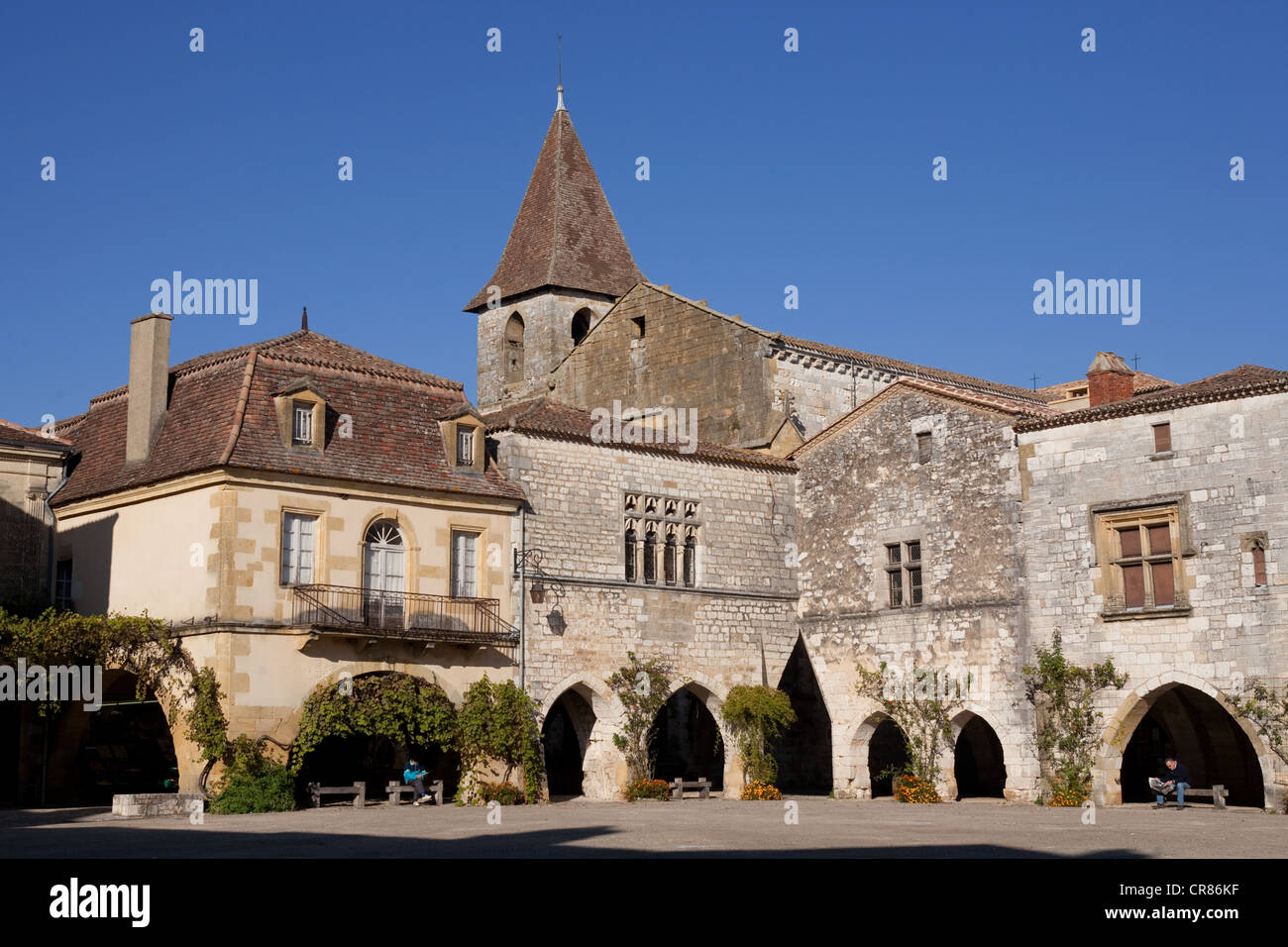 France, Dordogne, Monpazier, labelled Les Plus Beaux Villages de France (The Most Beautiful Villages of France) Stock Photo