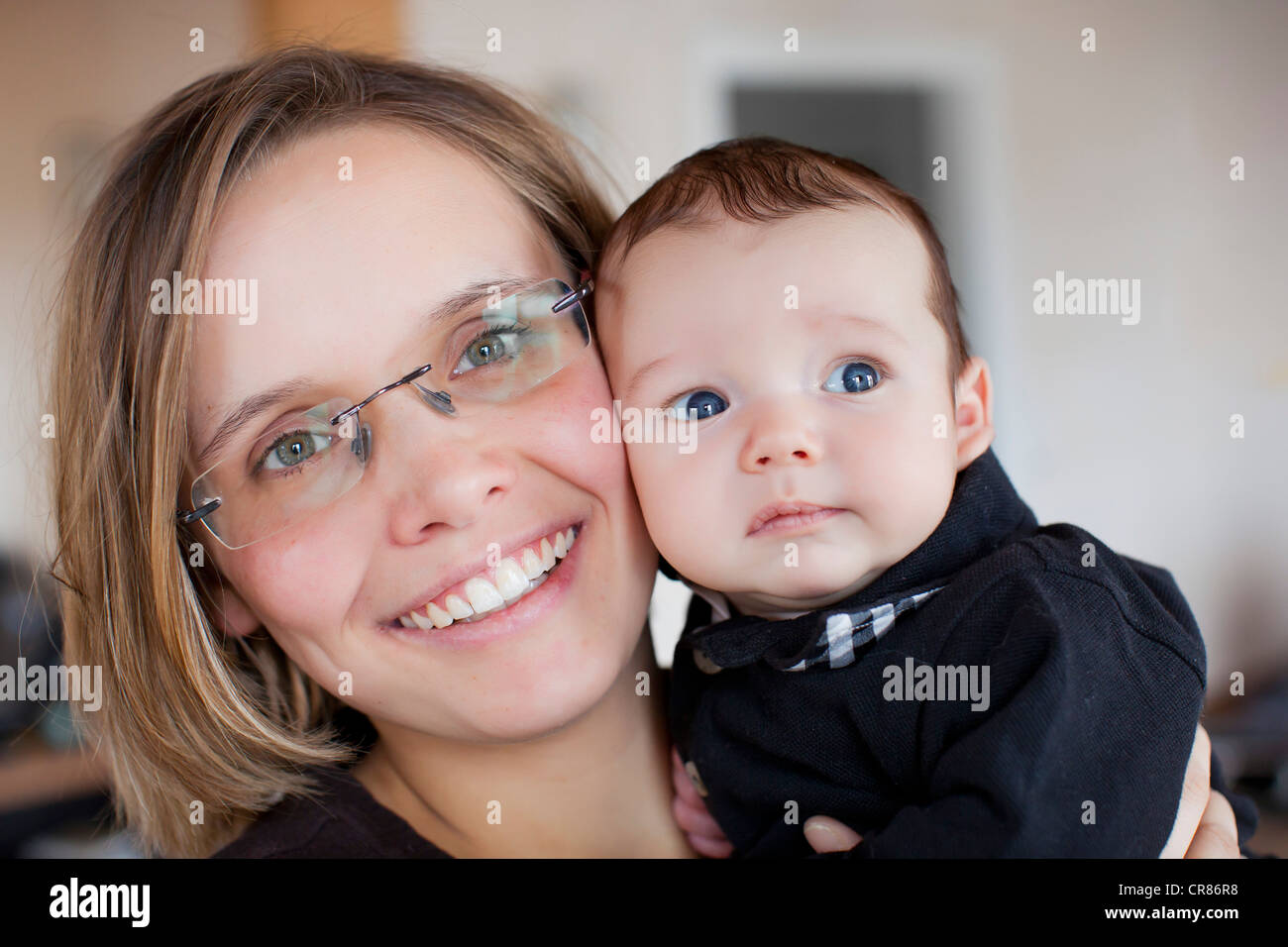 Mother with baby, 2 months Stock Photo