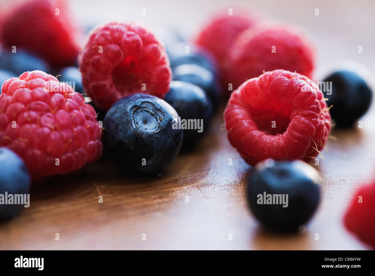 Blueberries and Raspberries Stock Photo