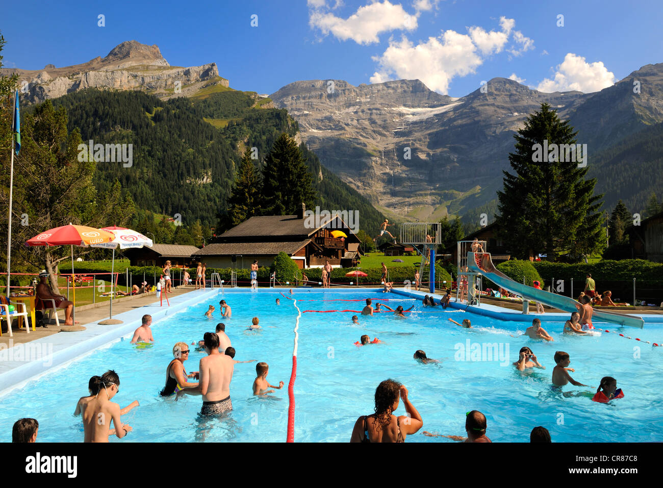 Switzerland, Canton of Vaud, swimming pool in Les Diablerets Stock Photo -  Alamy