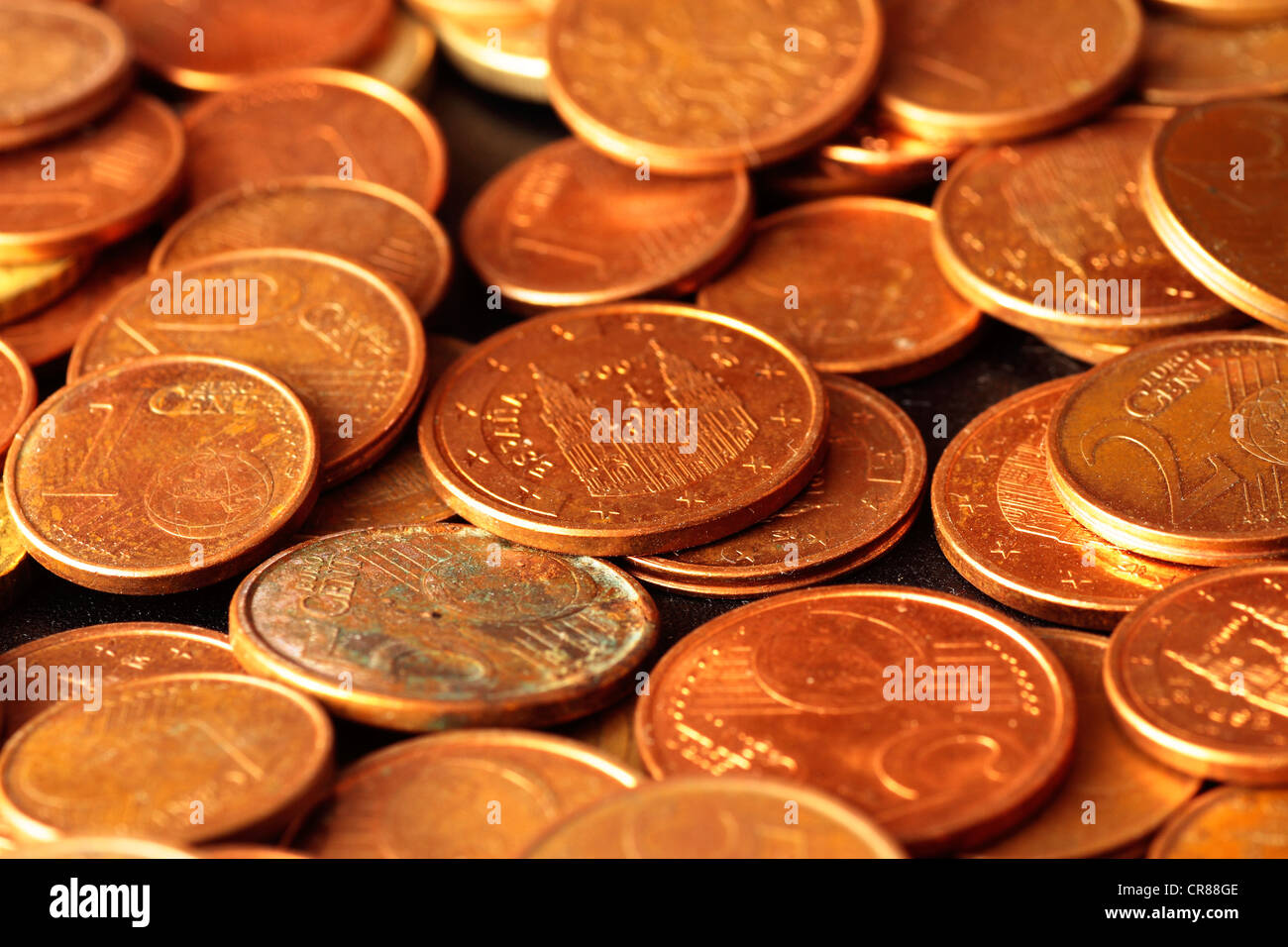 euro coins scene expressing the problems of economic crisis and the need to save Stock Photo