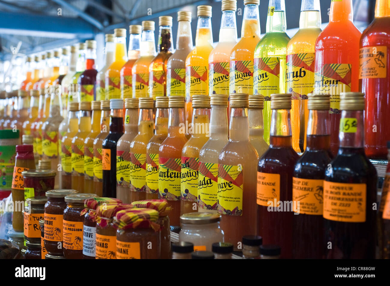 France, Martinique (French West Indies), Fort de France, the Grand Marche, sales punch Stock Photo