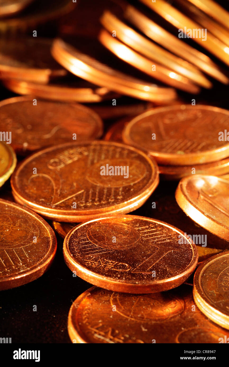 euro coins scene expressing the problems of economic crisis and the need to save Stock Photo