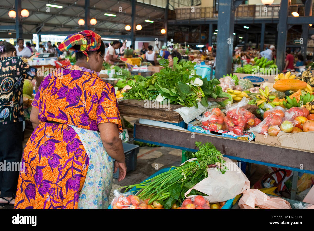 France, Martinique (French West Indies), Fort de France, downtown, the big market Stock Photo