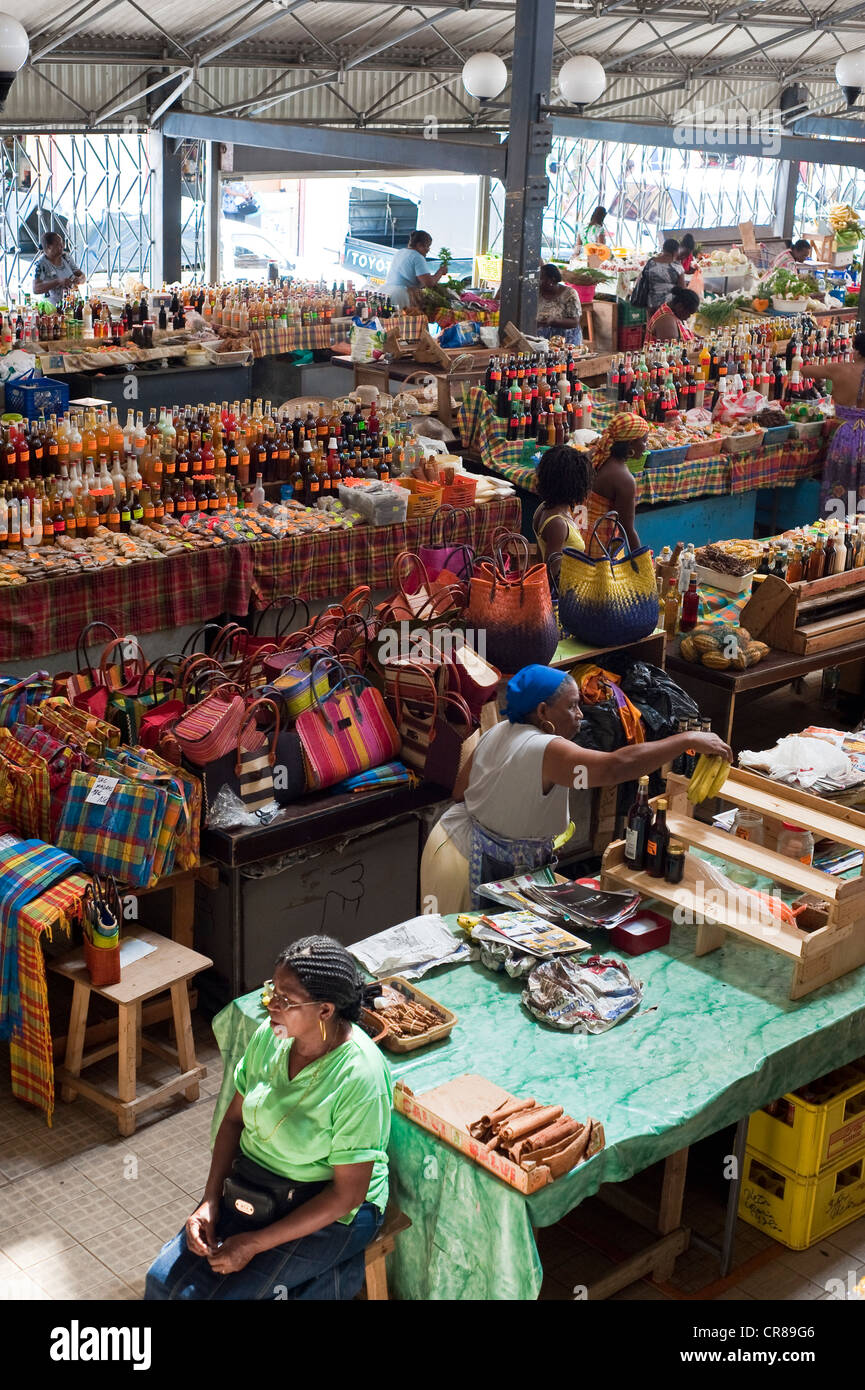 France, Martinique (French West Indies), Fort de France, downtown, the big market Stock Photo