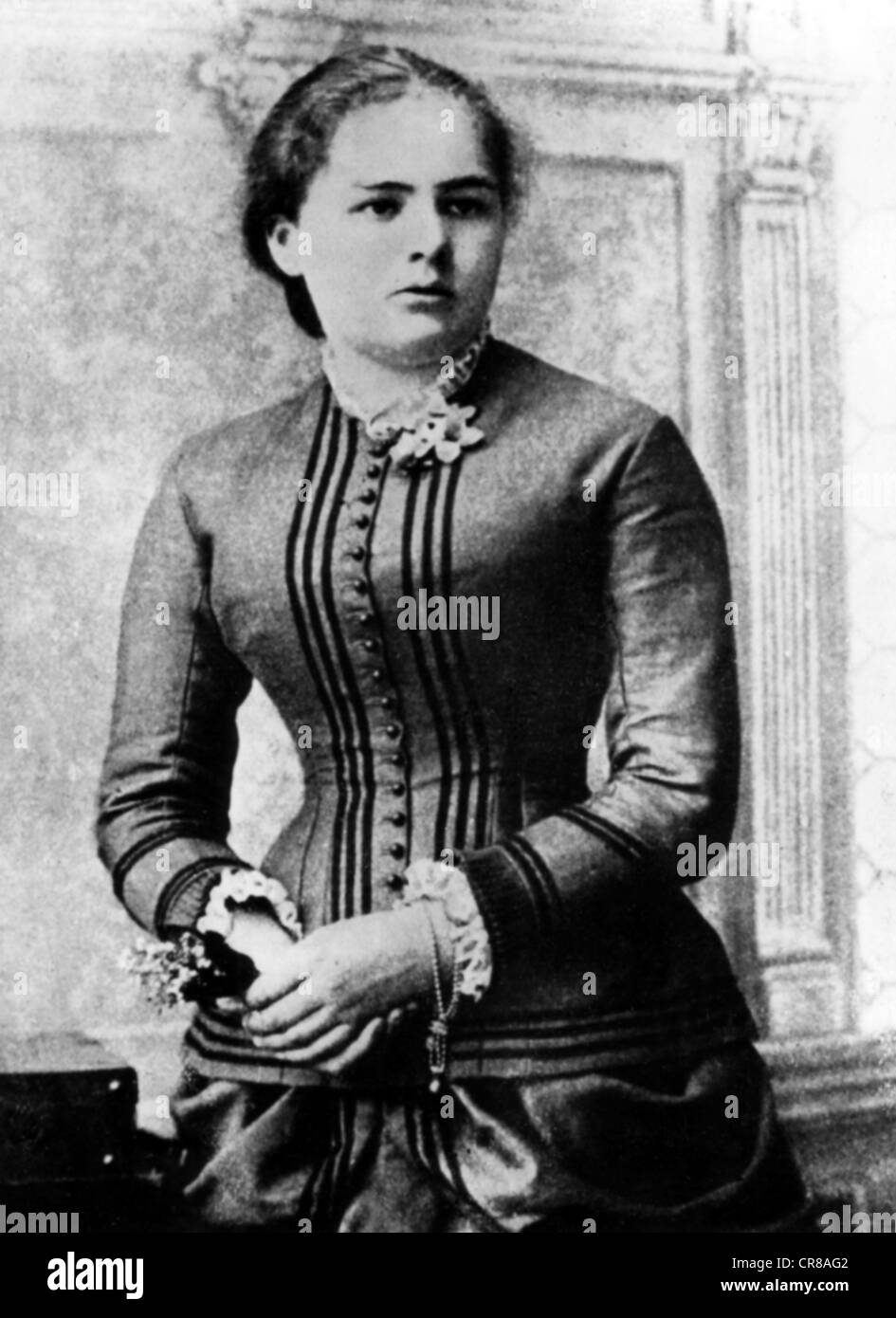 Curie Marie, 7.11.1867 - 4.7.1934, French chemist and physicist, Polish origin, half length, as high-school graduate, Stock Photo