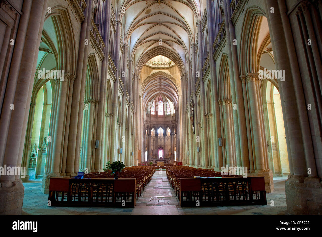 France, Manche, Coutances, the cathedral, the nave Stock Photo