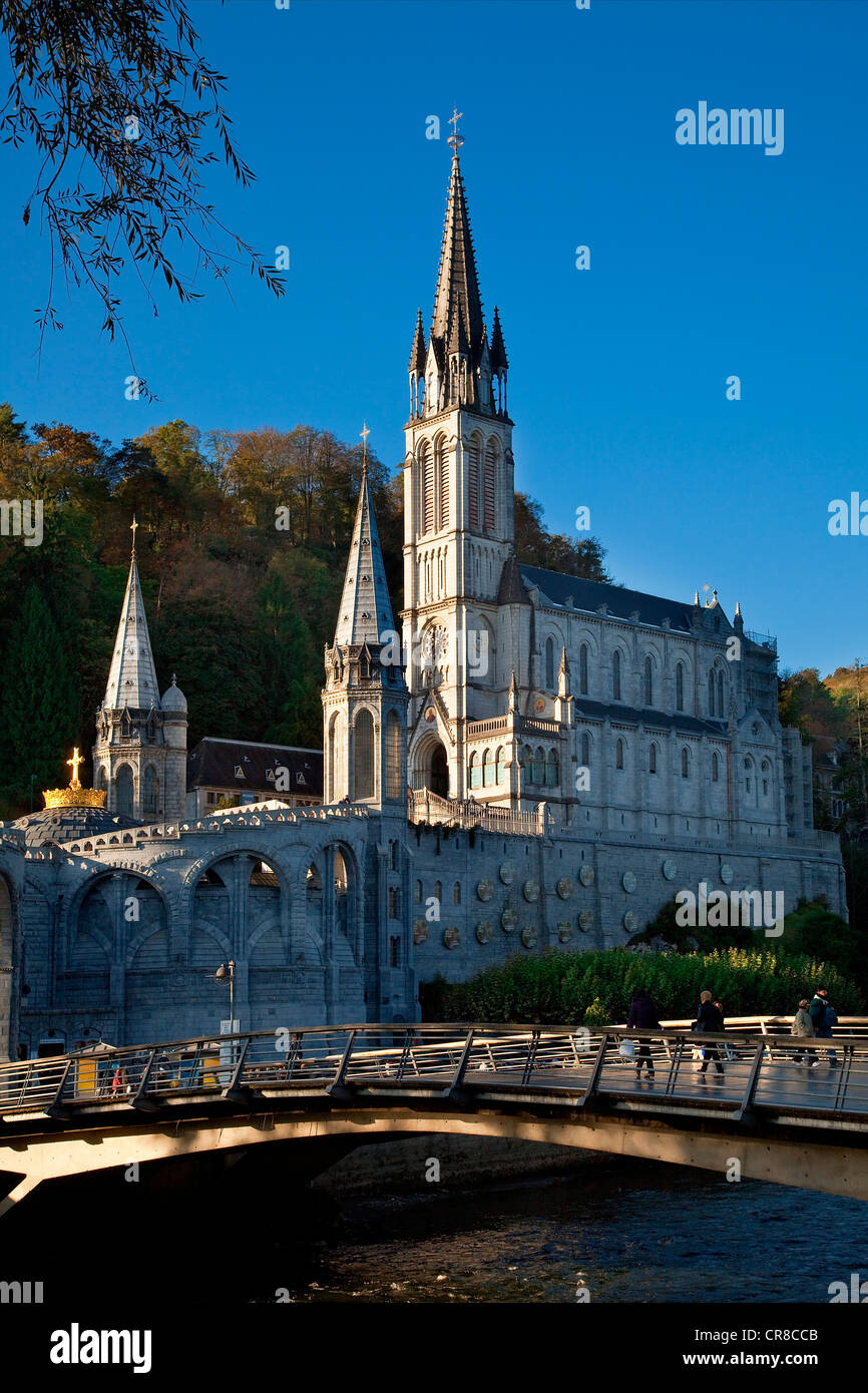France, Hautes Pyrenees, Lourdes, Our Lady of Lourdes Basilica Stock ...